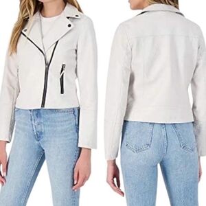 BB Dakota Cropped Vegan Leather Jacket White Women's Small